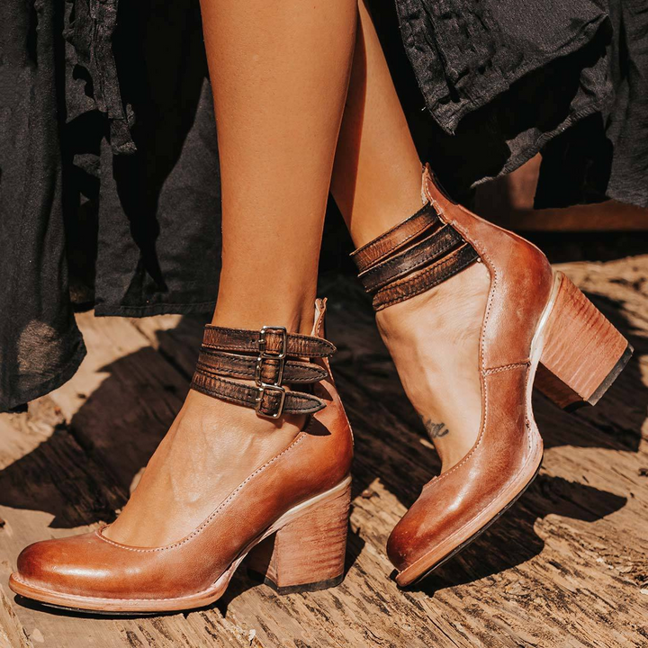 Camille | Leather Comfort Heels with Perfect Support