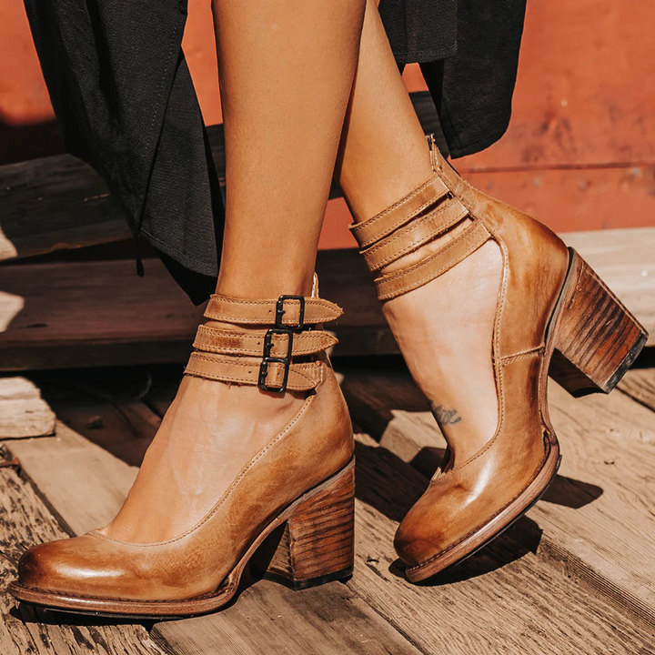 Camille | Leather Comfort Heels with Perfect Support