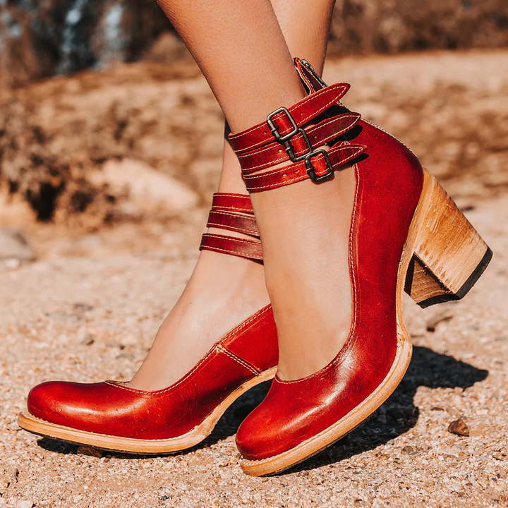 Camille | Leather Comfort Heels with Perfect Support