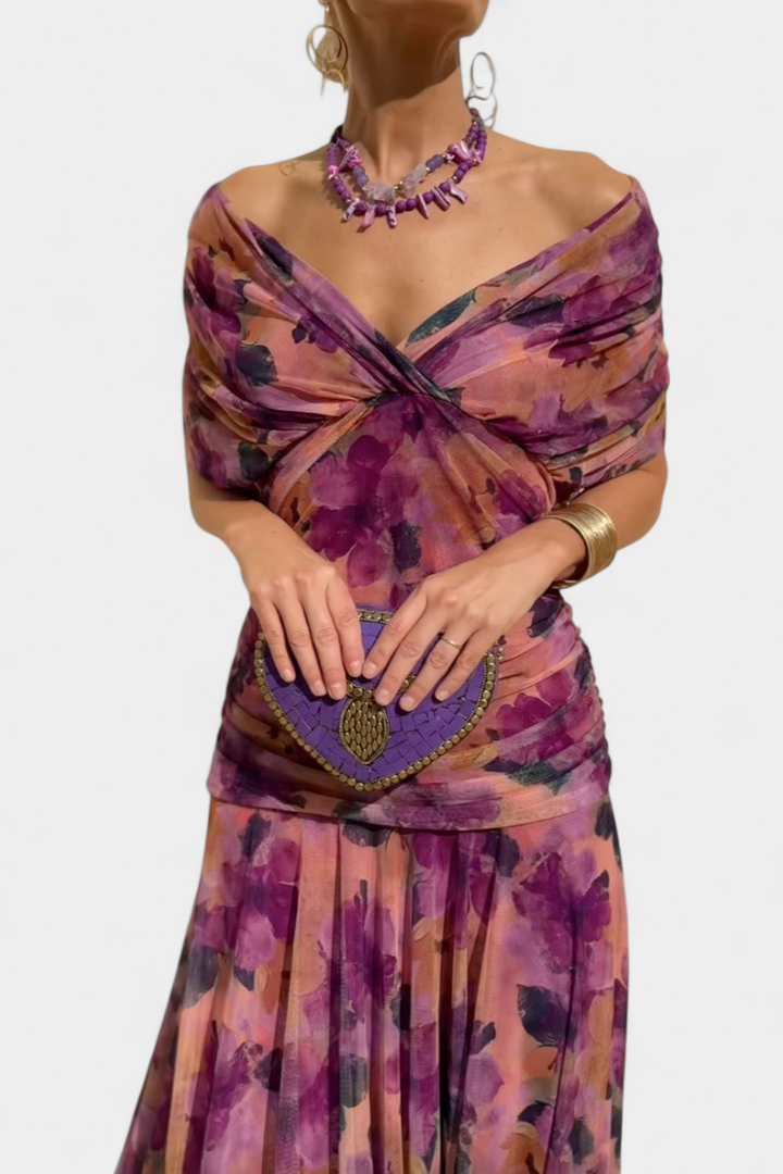 Gloria | Long Floral V-Neck Dress