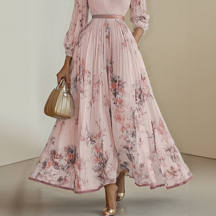 Elaine | Elegant Pleated Maxi Dress