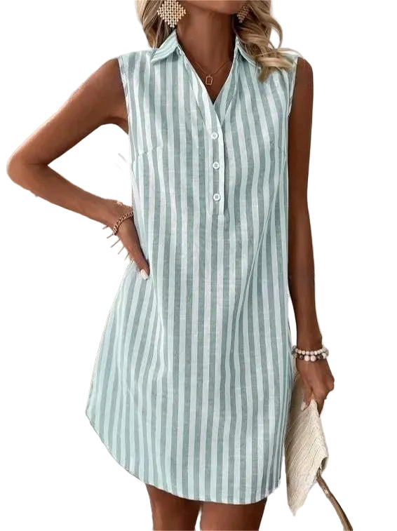 Elaine | Striped Shirt Dress